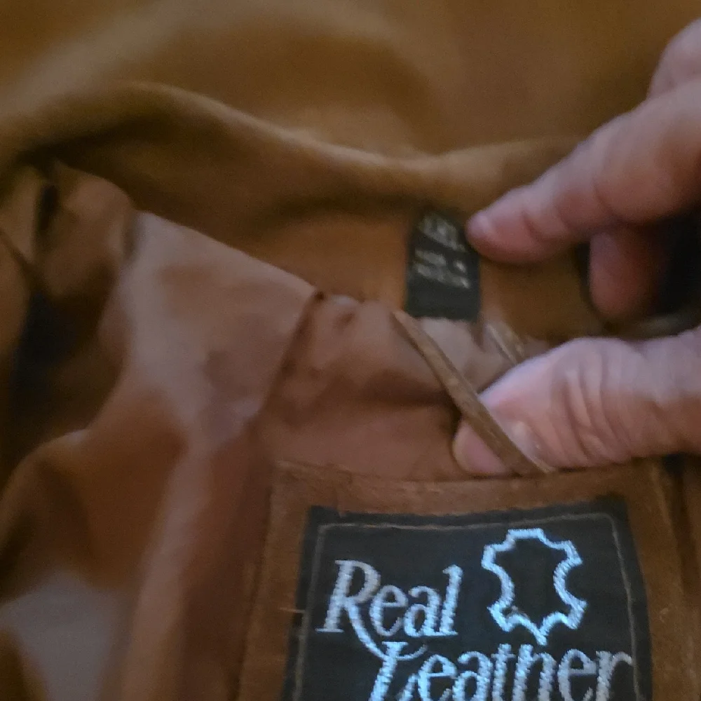 Embroidered Brown Leather Jacket with Blue Details - Picture 9 of 13